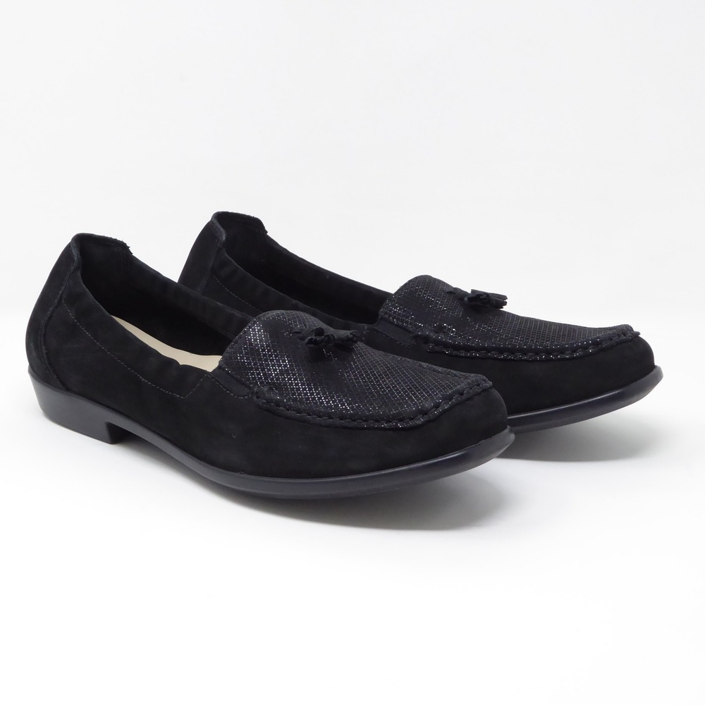 SAS Hope Shoes Black Suede Tassel Loafers Women Size 9.5 M Made in USA